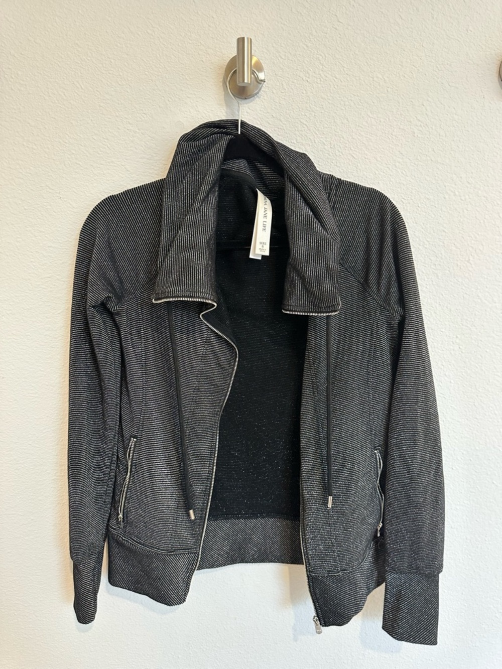 Lorna Jane Black Heather Zip-Up Bomber Jacket